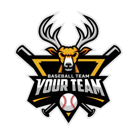 Téléchargez les photos : Deer mascot for baseball team logo. Vector Illustration. - en image libre de droit