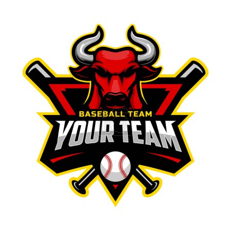 Ilustración de Bulls mascot for baseball team logo. Vector illustration. - Imagen libre de derechos