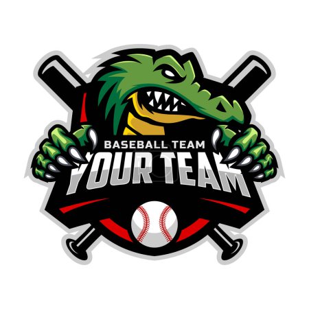 Téléchargez les photos : Crocodile mascot for baseball team logo. Vector Illustration. - en image libre de droit