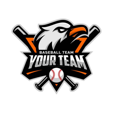 Téléchargez les photos : Eagle mascot for baseball team logo. school, college or league. Vector illustration. - en image libre de droit