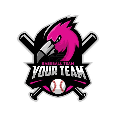 Téléchargez les photos : Flamingo mascot for baseball team logo. Vector illustration. - en image libre de droit