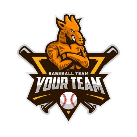 Téléchargez les photos : Giraffe mascot for baseball team logo. Vector illustration. - en image libre de droit