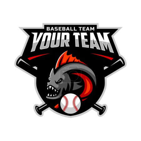 Téléchargez les photos : Piranha mascot for baseball team logo. Vector illustration. - en image libre de droit