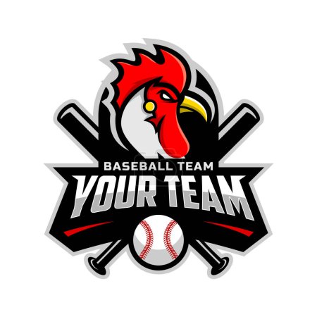 Téléchargez les photos : Roosters mascot for baseball team logo. Vector illustration. - en image libre de droit