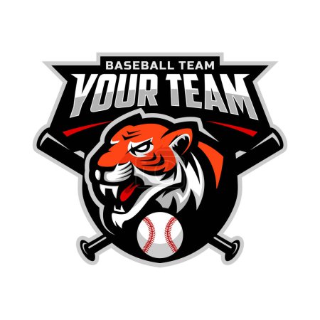 Téléchargez les photos : Tiger mascot for baseball team logo. Vector illustration. - en image libre de droit