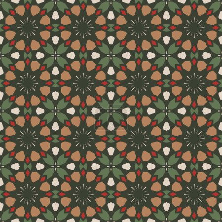 Photo for Seamless geometric pattern in red, green and beige. Christmas digital paper in repeat. Wrapping paper pattern for Christmas holiday giftware. - Royalty Free Image