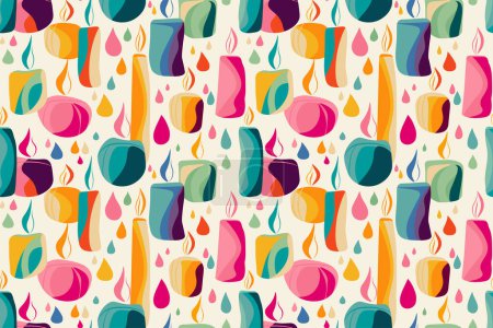 Illustration for Seamless vector pattern with fun, cute, colorful candles. - Royalty Free Image