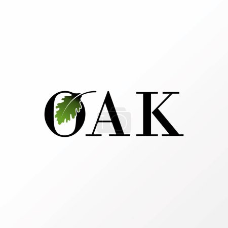 Téléchargez les illustrations : Logo conception graphique concept créatif abstrait icône premium vecteur libre stock lettre simple et unique ou mot OAK police serif avec feuille à l'intérieur O. En lien avec la nature ou la botanique - en licence libre de droit