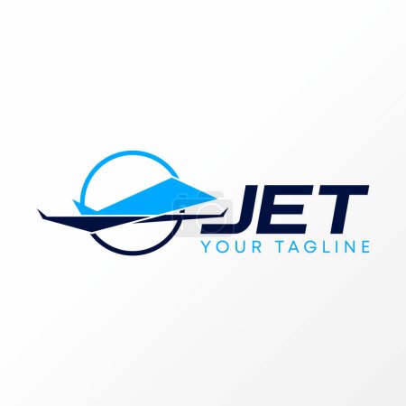 Ilustración de Diseño de logotipo gráfico concepto creativo abstracto prima libre vector stock lado avión jet vuelo rápido en línea de círculo. Relacionado con el transporte - Imagen libre de derechos