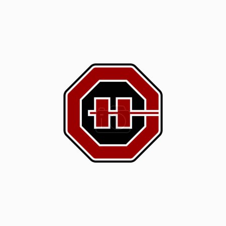Logo design graphique concept art créatif premium vecteur stock thèmes abstrait initiale CH ou HC police sur octogonale. Relation monogramme typographie branding