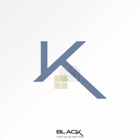 Logo Design Grafik Konzept kreative Premium abstrakte Vektor Stock Letter Initiale K Schriftart Linie Dach Haus zu Hause. Verwandt mit Typografie-Monogramm-Branding