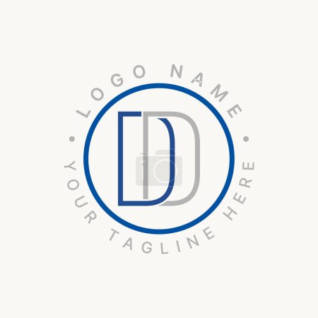 Logo design graphic concept creative premium vector stock abstract letter initial D or DD line out font parallel. Related to monogram typography brand
