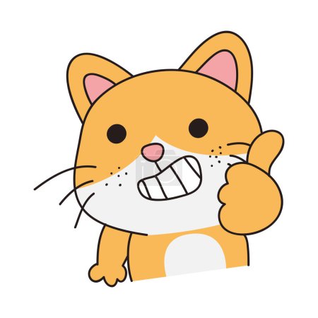 Ilustración de Pegatina de gato lindo dibujado a mano aislado sobre fondo blanco. Lindo gato naranja ilustración. Gato lindo gatito, gatito, kawaii, estilo chibi, emoji, carácter, pegatina, emoticono, sonrisa, emoción, mascota. - Imagen libre de derechos