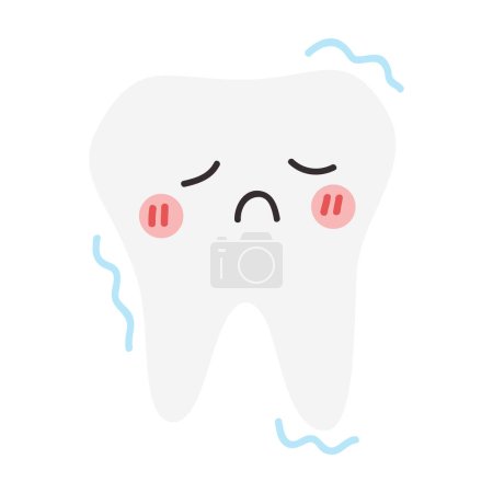 Teeth cartoon character illustration. Cartoon dental character. Cute dentist mascot. Oral health and dental inspection teeth. Medical dentist tool element.