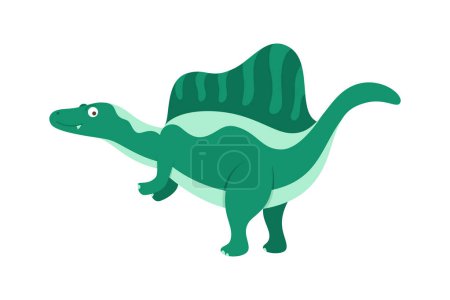 Illustration for Dinosaur Cartoon Illustration Isolated In White Background. Adorable comic dinosaurs character. Cute baby dinosaur. Prehistoric cartoon animals of Jurassic era. - Royalty Free Image