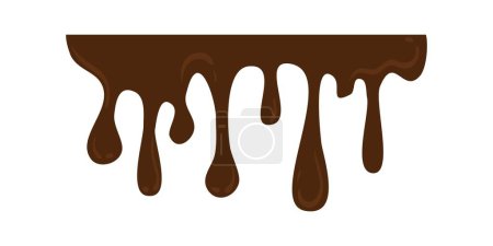 Hand Drawn Melting Choco Illustration. Chocolate drops and blots. Isolated seamless repeatable melted brown and white chocolate flow down