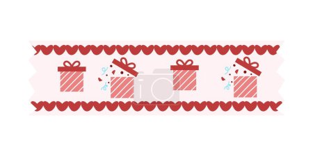Ilustración de Lindo día de San Valentín washi tiras de cinta adhesiva. Set de scrapbooking estacionario. Decoración de San Valentín y cintas washi. Ilustración vectorial. - Imagen libre de derechos