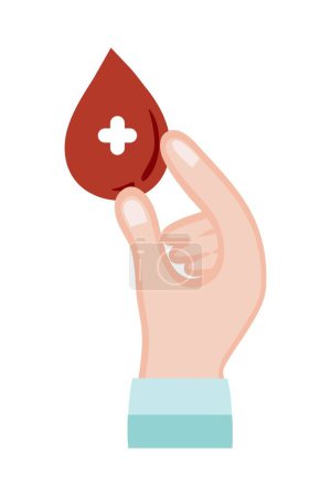Illustration for Blood Donor Element Illustration. Hand drawn Vector illustrations. Hematology icons set. Donate Blood, Health Care Concept. World Blood Donor Day. Trendy digital art. Isolated On White Background - Royalty Free Image