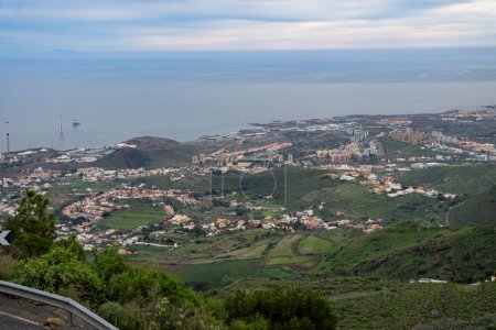 View from peak of Caldera de Bandama volcanic crater over Gran Canaria island