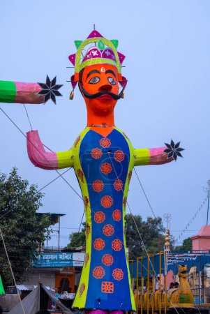 Photo for Handmade colorful Ravan sculpture during Dussehra festival in India. - Royalty Free Image