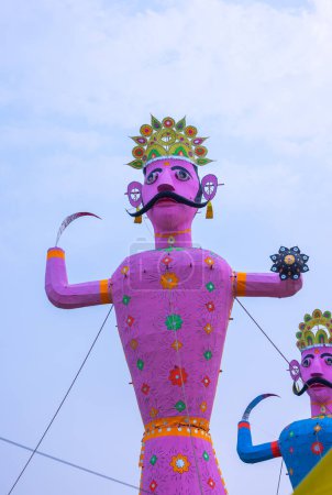 Photo for Handmade colorful Ravan sculptures during Dussehra festival in India. - Royalty Free Image