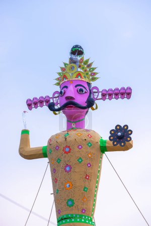 Photo for Handmade colorful Ravan sculpture during Dussehra festival in India. - Royalty Free Image