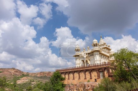 Photo for Jodhpur, Rajasthan, India - September 25 2021: Architecture view of Jaswant Thada Cenotaph made with white marble in jodhpur built in 1899. - Royalty Free Image