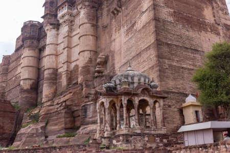 Photo for Jodhpur, Rajasthan, India - September 25 2021: Architecture view of Mehrangarh Fort. A UNESCO World heritage site in jodhpur. Selective focus on fort. - Royalty Free Image