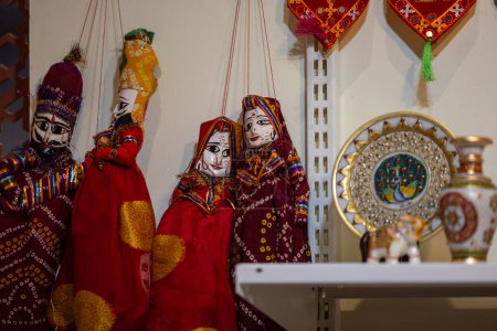 Photo for Indian colorful Rajasthani handmade Puppets and Crafts products at jodhpur - Royalty Free Image