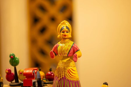 Photo for Handmade doll, Handicraft work of handmade colorful puppet or doll at trade fair. - Royalty Free Image