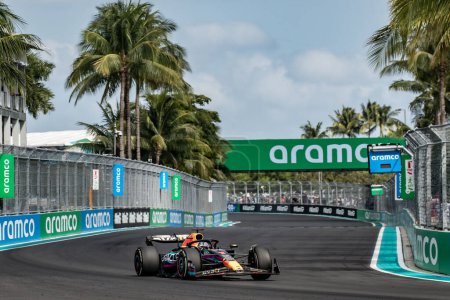 Photo for MIAMI, FLORIDA, USA. 04-07 May, 2023: F1 World Championship. F1 Grand Prix of Miami. Max Verstappen, Red Bull, winner of the race. - Royalty Free Image