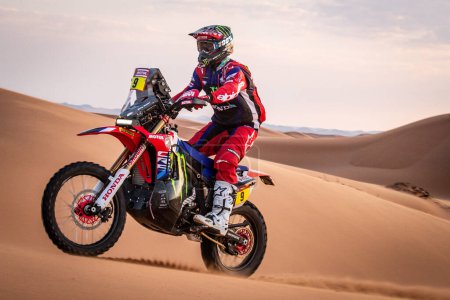 Photo for Yanbu, Saudi Arabia. 05-19 Jenuary 2024. 46 Rally Dakar. #9, Ricky Brabec Honda CRF450 Rally, Monster Energy Honda Team, in the dunes. - Royalty Free Image