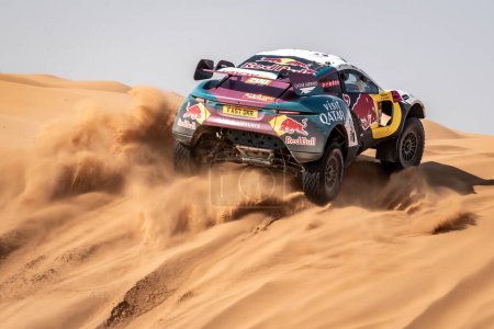 Téléchargez les photos : Yanbu, Arabie Saoudite. 05-19 janvier 2024. 46 Rallye Dakar. # 200, Nasser Al-Attiyah - Mathieu Baumel, Prodrive Hunter, Nasser Racing, dans les dunes. - en image libre de droit