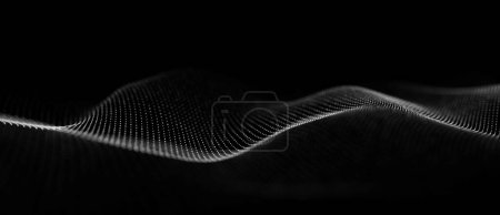 Photo for Dynamic wave of particles. Abstract futuristic background. Big data visualization. 3D rendering. - Royalty Free Image