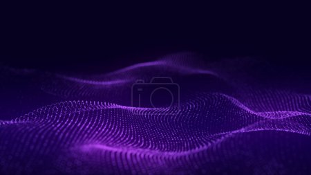 Foto de Dinámica onda azul de partículas. Fondo futurista abstracto. Visualización de macrodatos. Renderizado 3D. - Imagen libre de derechos