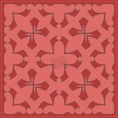 Illustration for Decorative square pattern. Oriental vintage square motif. The ornament of ethnic style. Asian decor for pillow, textile,scarf, carpet, tile, and print design. Workpiece for your design. - Royalty Free Image