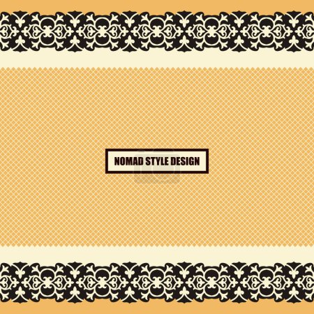 Illustration for Template for your design. Ornamental elements and motifs of Kazakh, Kyrgyz, Uzbek, national Asian decor for packaging, boxes, banner and print design. Vector. Nomad style. - Royalty Free Image