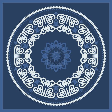 Illustration for Round Frame, workpiece for your design. Ornamental elements and motifs of Kazakh, Kyrgyz, Uzbek, national Asian decor for plate, textile and print design. Circle frame. Vector. - Royalty Free Image