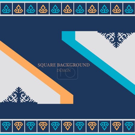 Illustration for Template for your design. Ornamental elements and motifs of Kazakh, Kyrgyz, Uzbek, national Asian decor for packaging, boxes, banner and print design. Nomad style. Vector. - Royalty Free Image