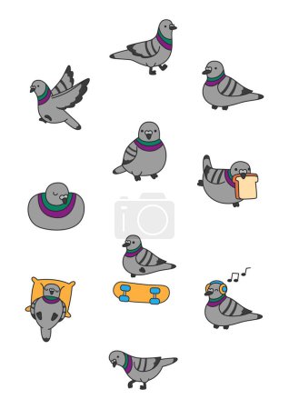 Téléchargez les illustrations : Illustration vectorielle de pigeon mignon - en licence libre de droit