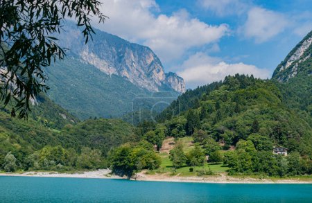 Lago di Tenno, the beautiful turquoise lake Tenno, Trentino, Italy