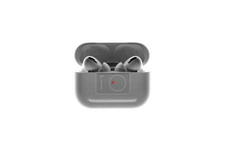Studioaufnahme der Apple AirPods 2. Generation isoliert auf weißem Hintergrund