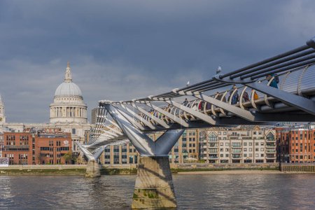 Photo for London Millennium Footbridge by Foster + Partners, Bankside, London SE1 9TG, November 2019 - Royalty Free Image