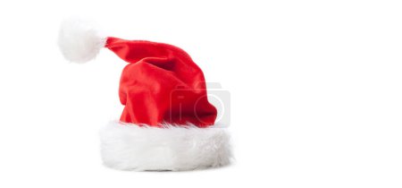 Foto de Sombrero de Santas. Disfraz. Feliz tarjeta de felicitación de Navidad. - Imagen libre de derechos
