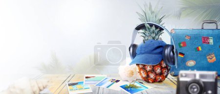 Photo for Tropical summer vacation concept with pineapple. - Royalty Free Image