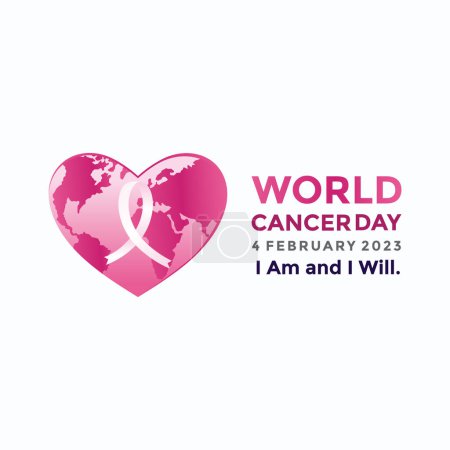 Illustration for World Cancer Day Campaign logo template. World Cancer Day poster or banner background vector illustration - Royalty Free Image