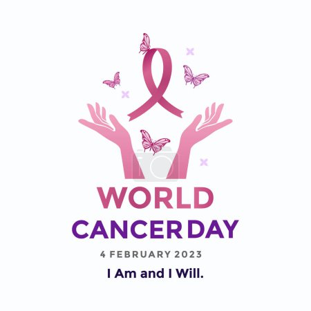 Illustration for World Cancer Day Campaign logo template. World Cancer Day poster or banner background vector illustration - Royalty Free Image