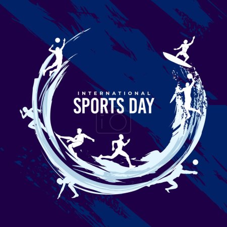 Sports Silhouette Illustration Vector. International Sports Day Illustration. Graphic Design for the decoration of gift certificates, banners, and flyer template
