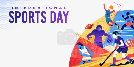 Illustration for Sports Background Vector. International Sports Day Illustration, Graphic Design for poster, banners, and flyer template - Royalty Free Image