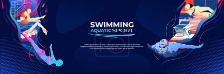 Schwimmen Sport Illustration Vector. Schwimmhintergrund für Banner, Poster und Flyer-Vorlage
